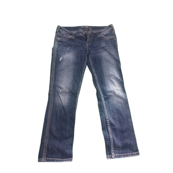 Silver twisted capri 27 distressed dark wash - Picture 1 of 4